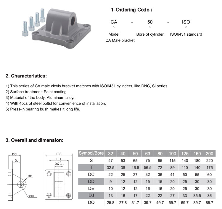 CA Rear Male Clevis Mount （ISO6431）