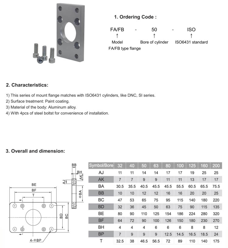 FA/FB Type Flange (ISO6431)