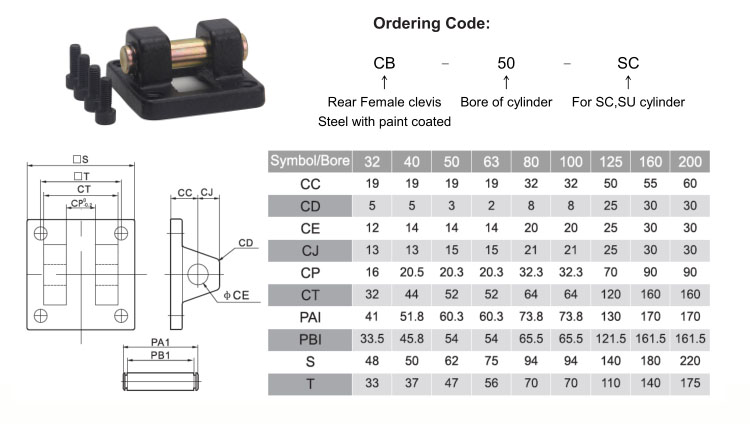 CB  bracket for SC air cylinder