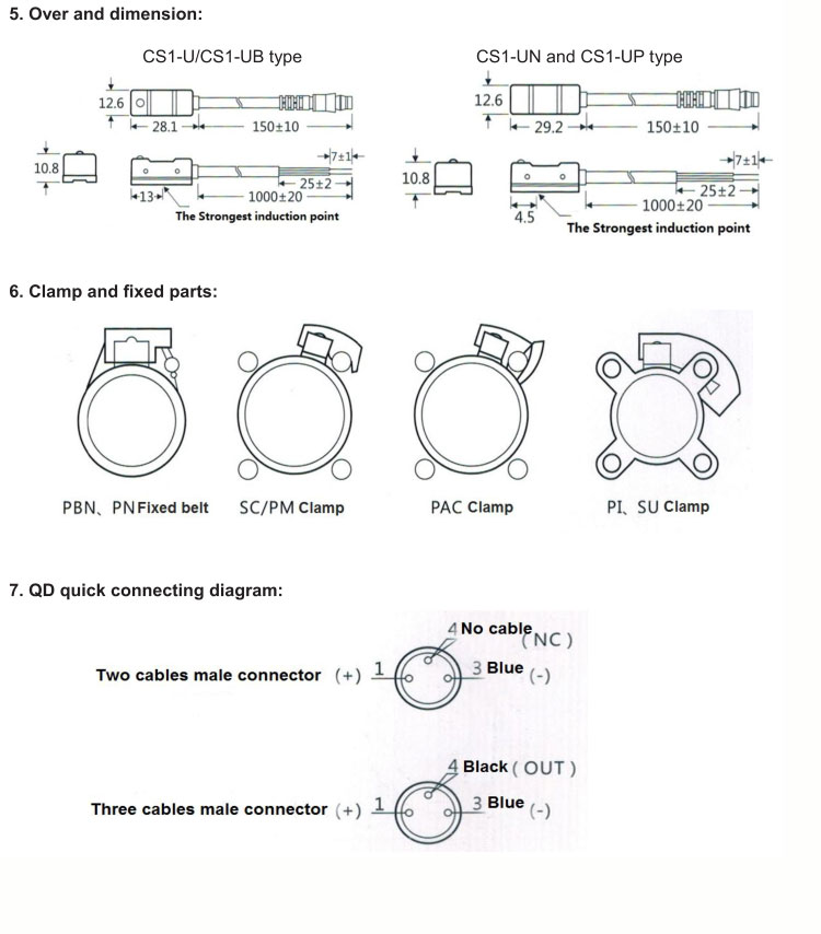 CS1-U,CS1-UP,CS1-UN Magnetic sensor for SC,SU,SI standard cylinder