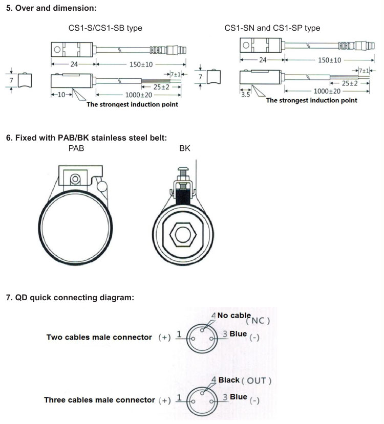 CS1-S,CS1-SP,CS1-SN Magnetic sensor for MA,MAL,DSN Mini cylinder