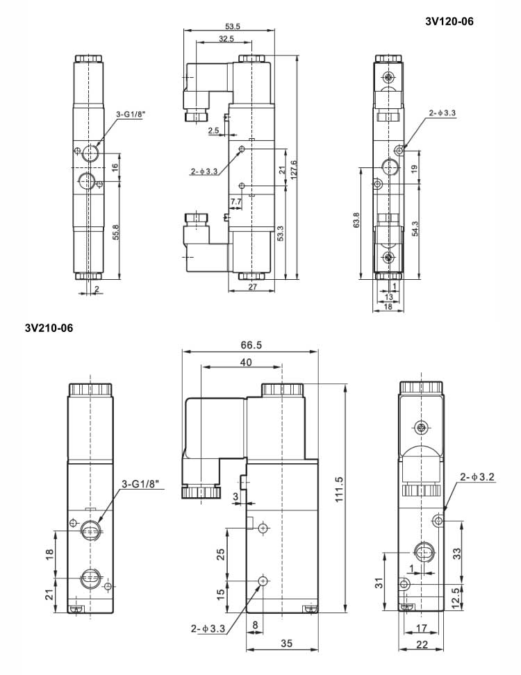 3V Series 2positions/3ways Solenoid Valve