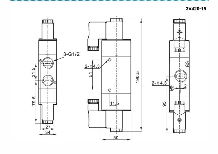 3V Series 2positions/3ways Solenoid Valve