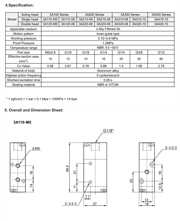 3A Series 2positions/3ways Air Valve