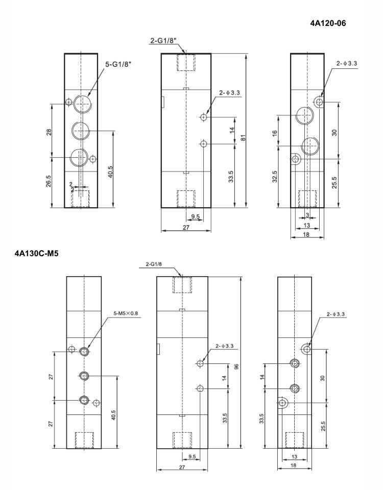 4A Series 2positions/5ways Air Control Valve