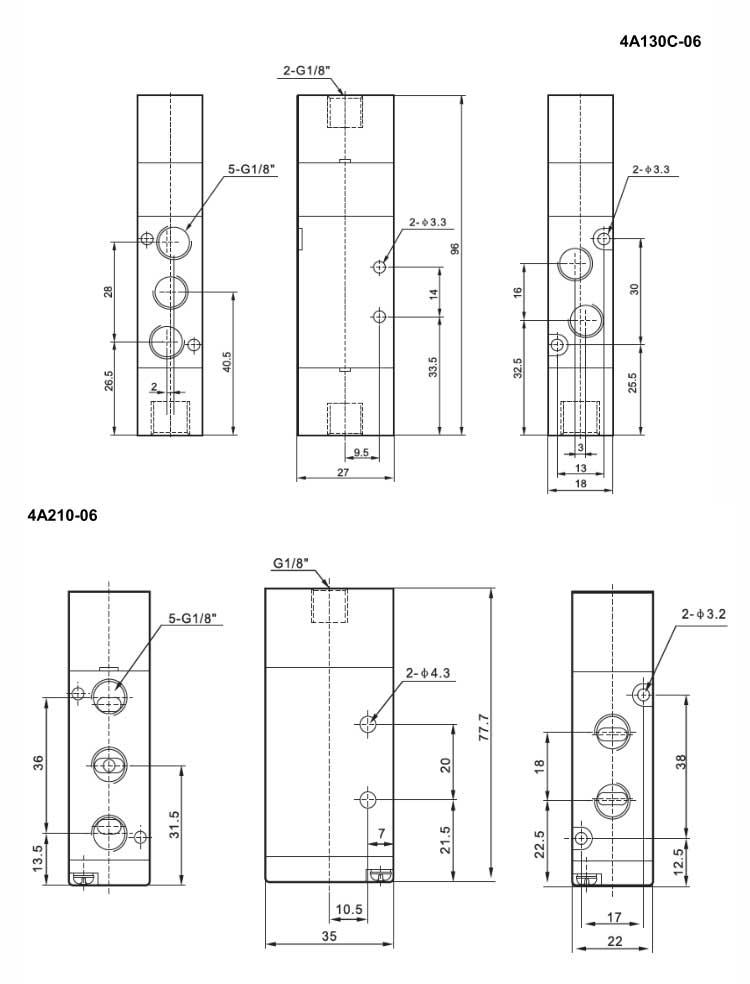 4A Series 2positions/5ways Air Control Valve