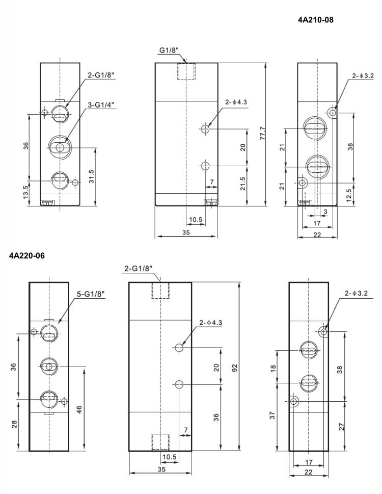 4A Series 2positions/5ways Air Control Valve