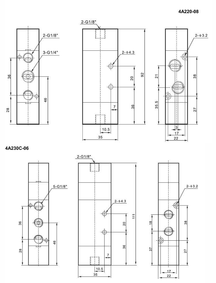4A Series 2positions/5ways Air Control Valve