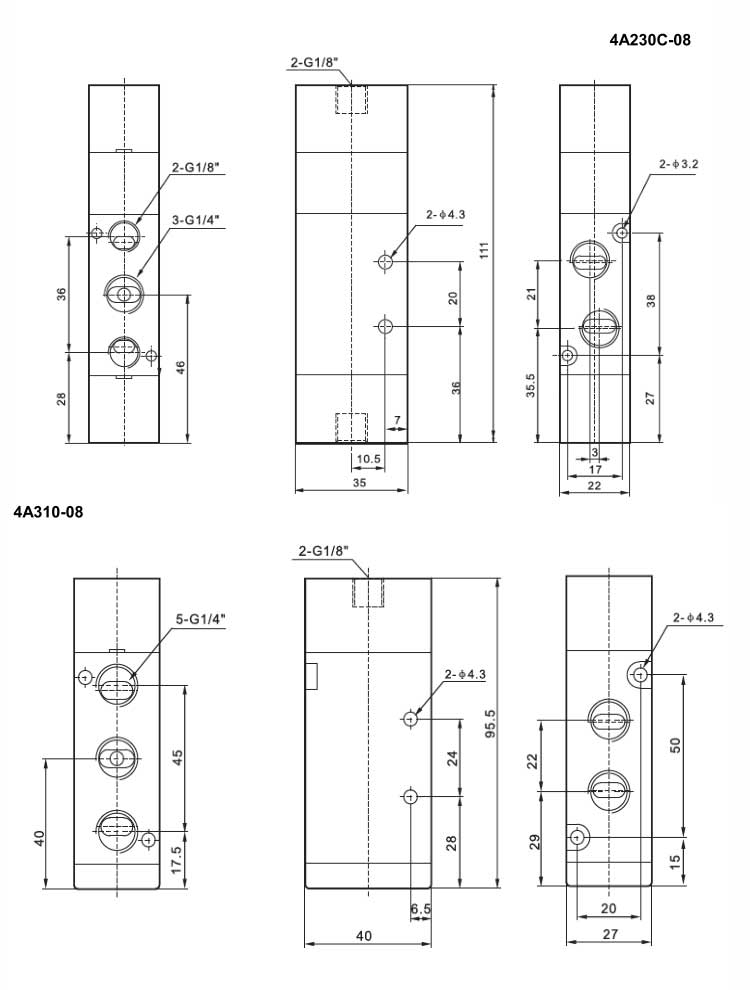 4A Series 2positions/5ways Air Control Valve