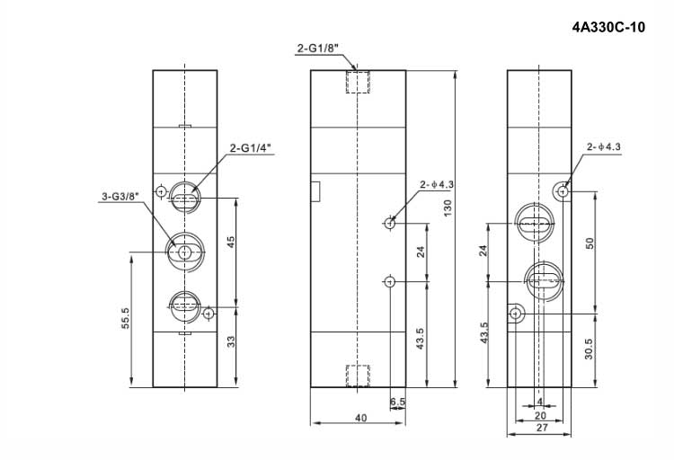 4A Series 2positions/5ways Air Control Valve