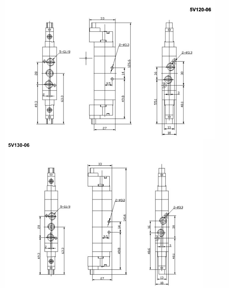 5V Series 2positions/3ways or 2positions/5ways Solenoid Valve