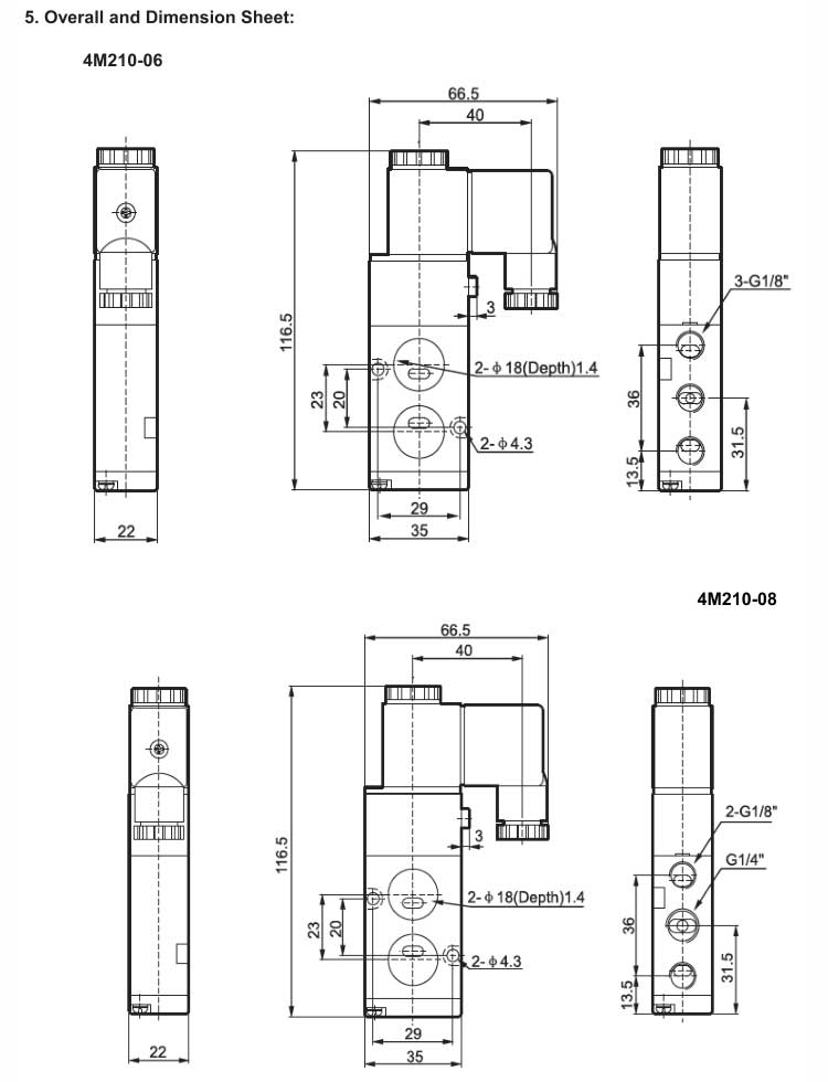 4M (NAMUR)Series 2positions/5ways Board Solenoid Valve