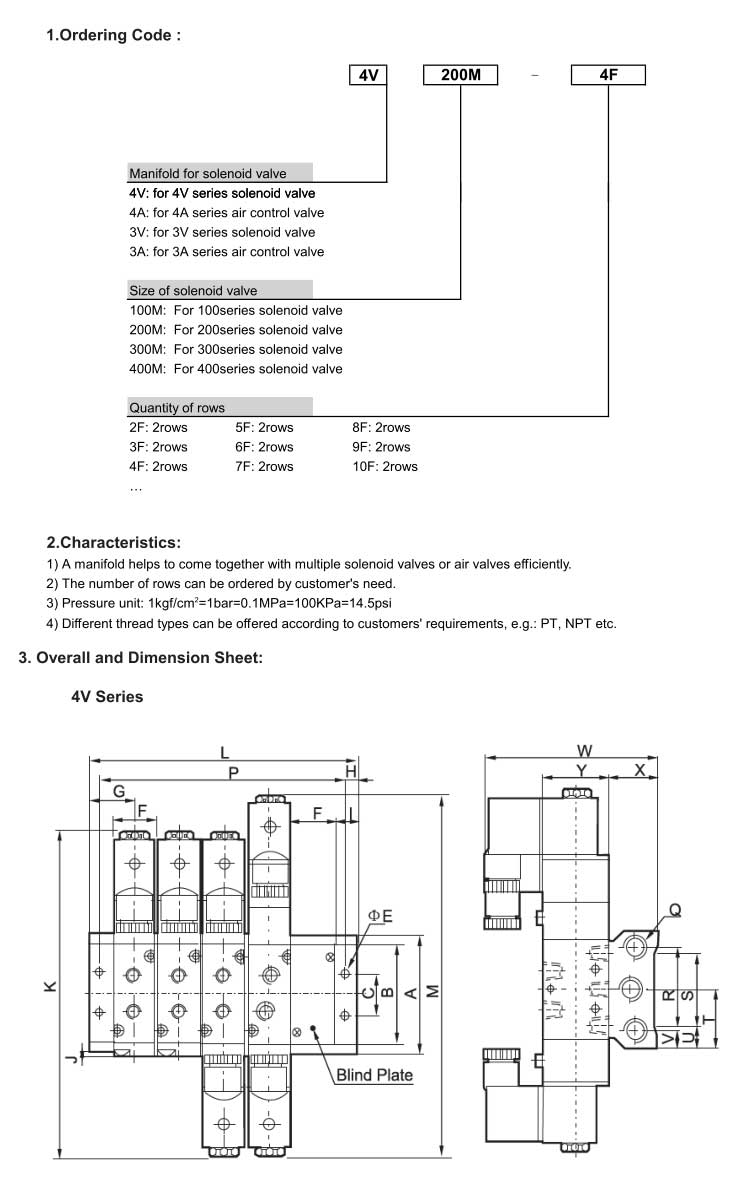 Manifold for Solenoid Valve and Air Control Valve