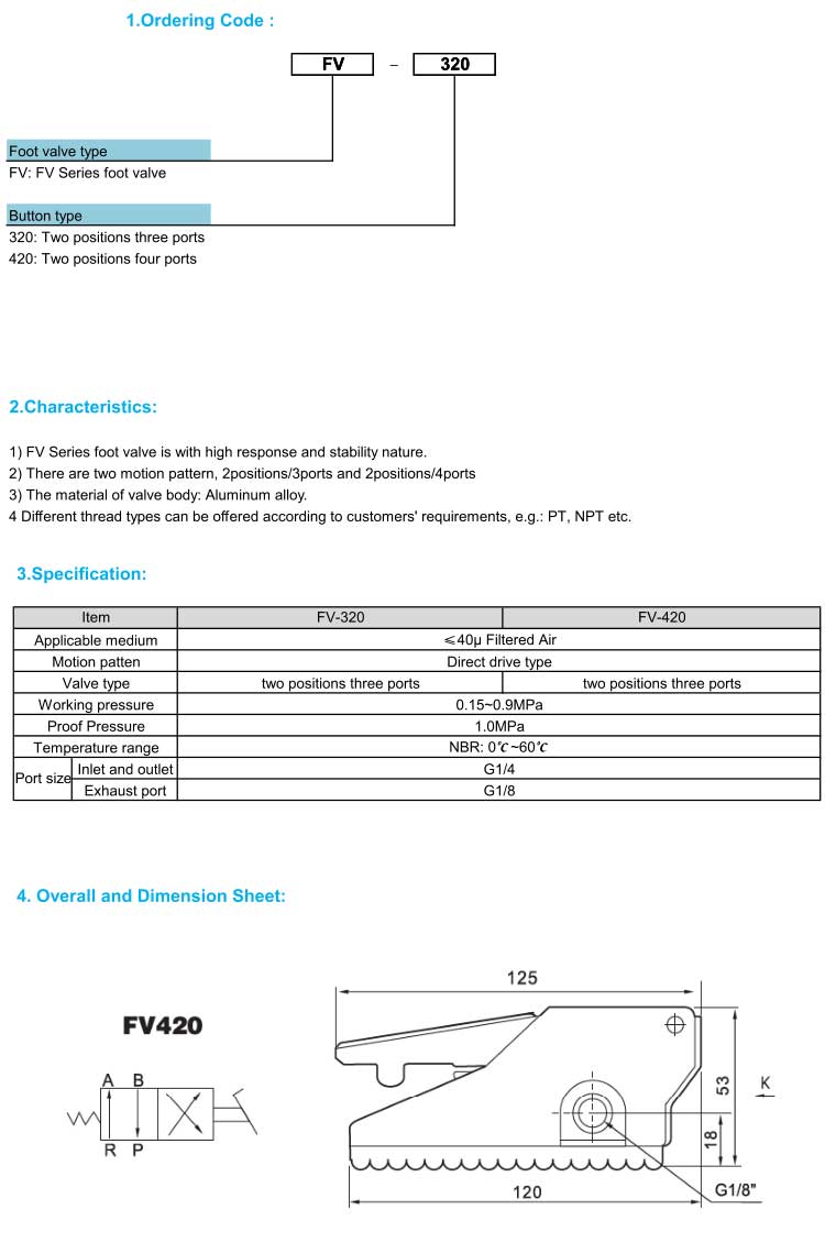 FV320,FV420 Series Foot Valve