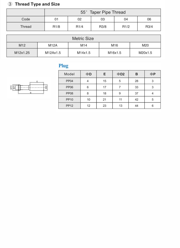 PP Plug Push In Tube Fitting