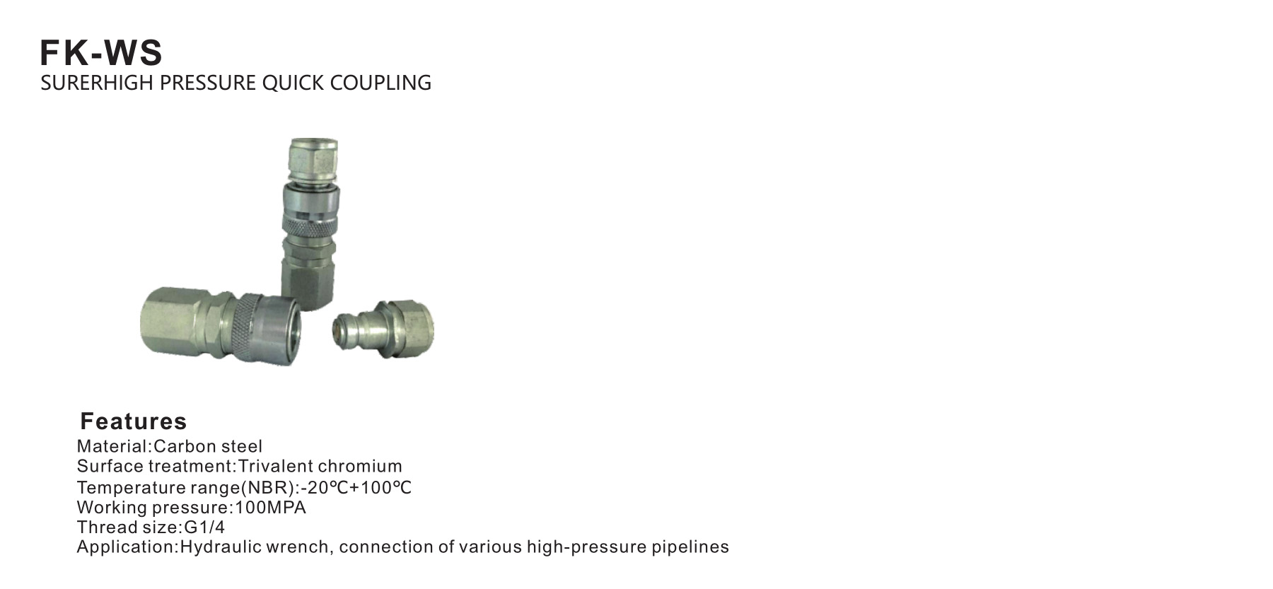 FK-WS Series supehigh pressure quick coupling