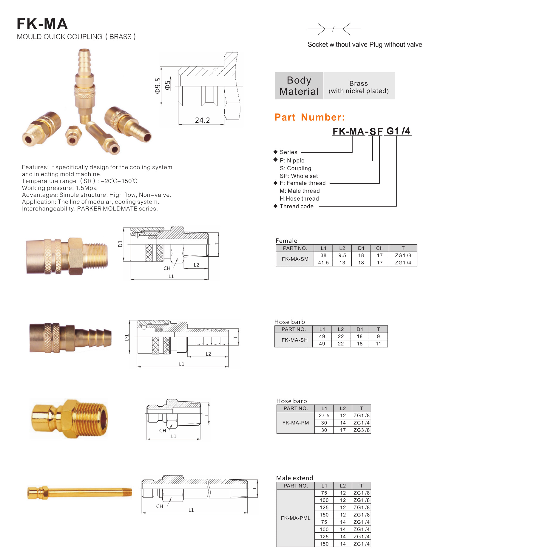 FK-MA Series mould quick coupling