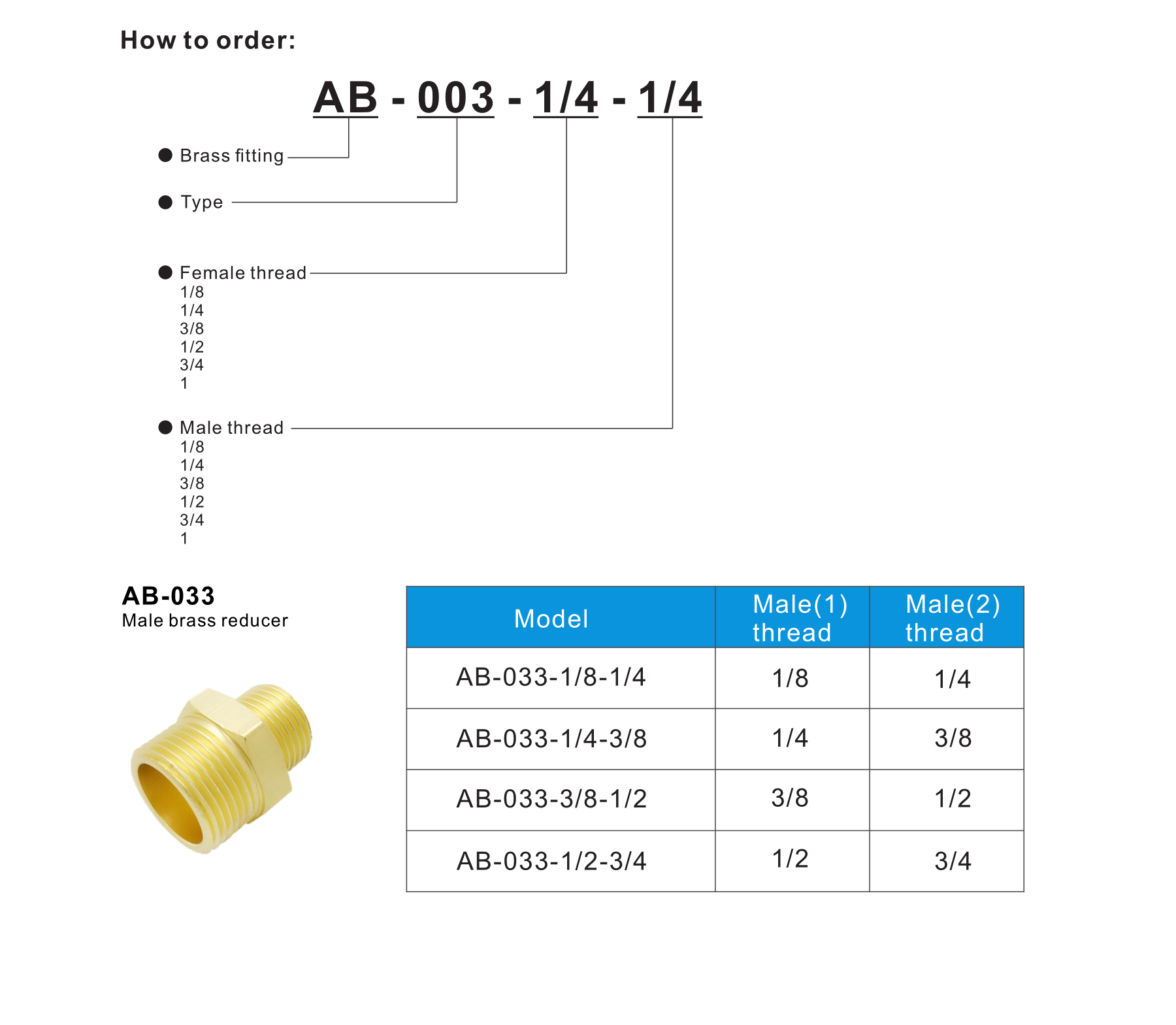 AB-033 Male brass reducer