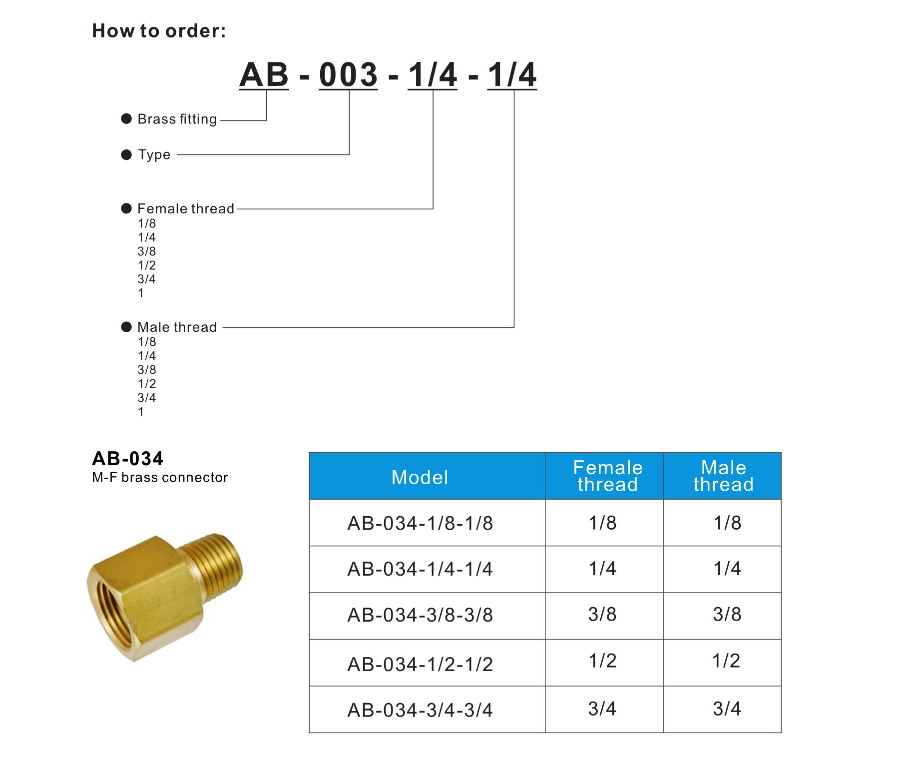 AB-034 M-F brass connector