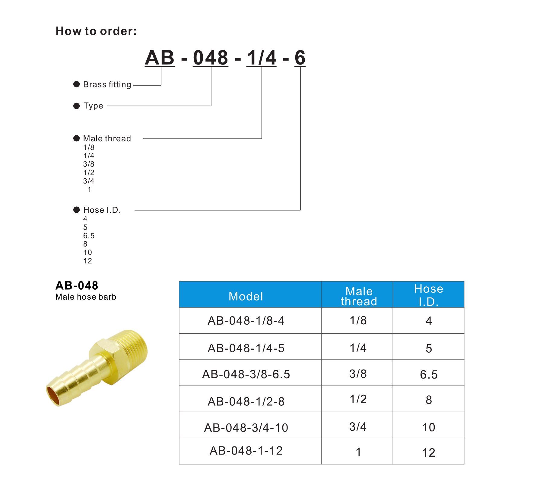 AB-048 Male hose barb