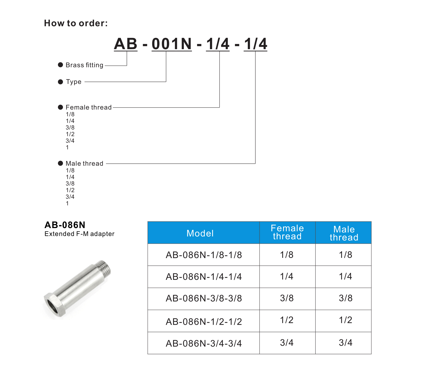 AB-086N Extended F-M adapter