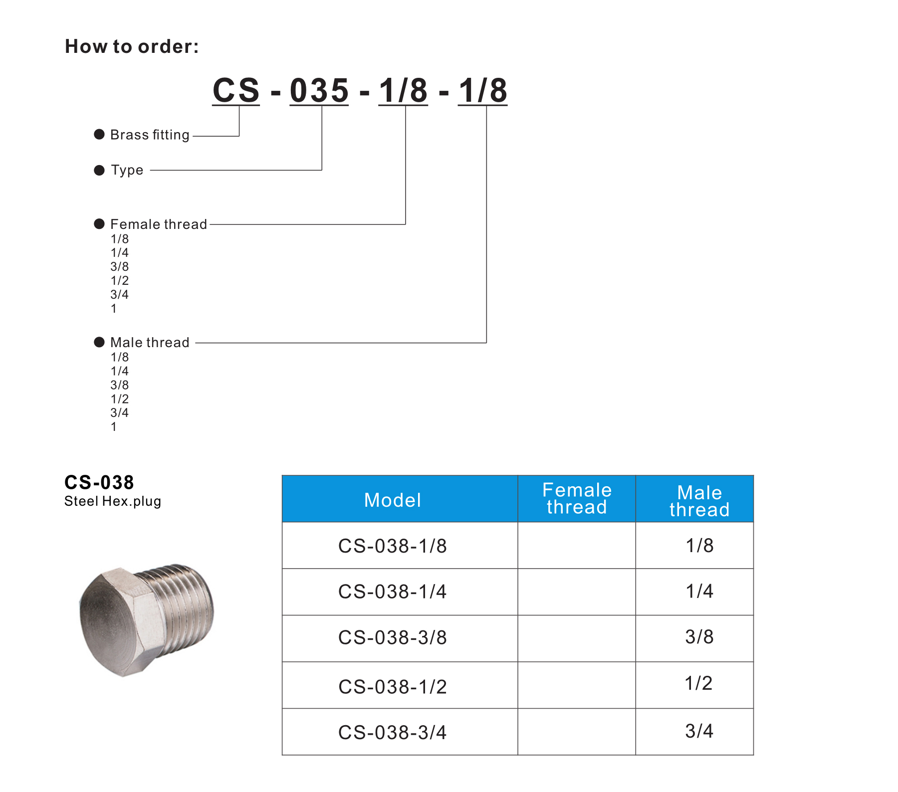 CS-038 Steel Hex.plug