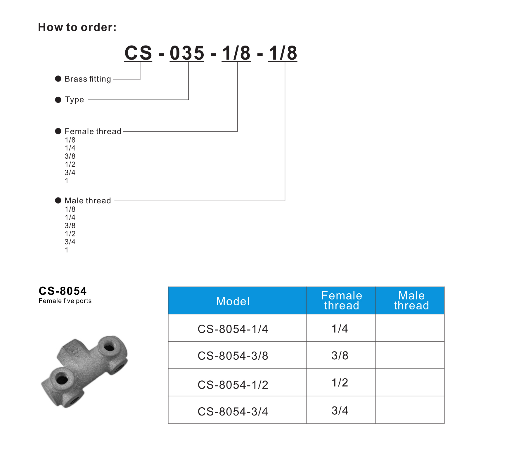 CS-8054 Female five ports