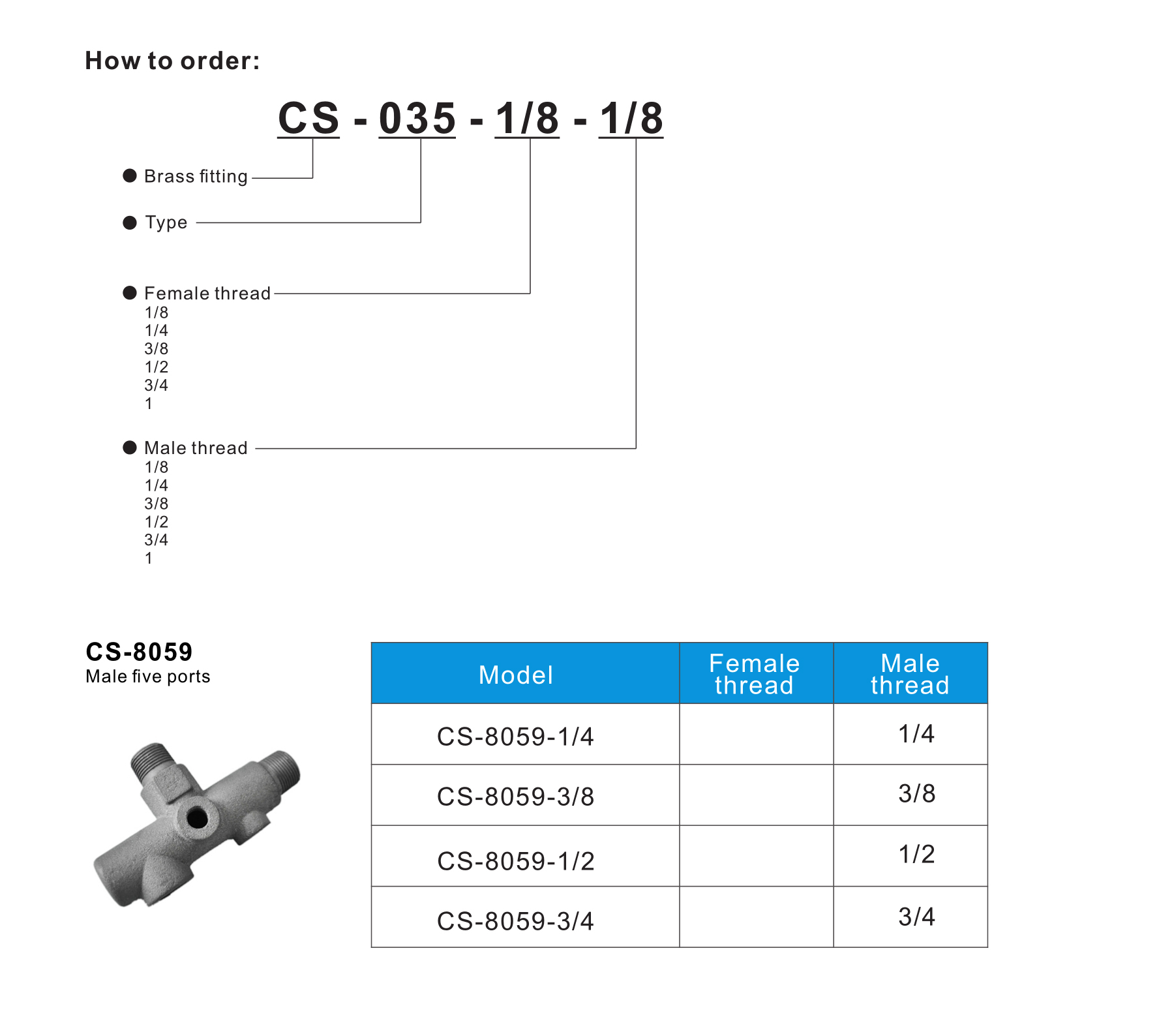 CS-8059 Male five ports