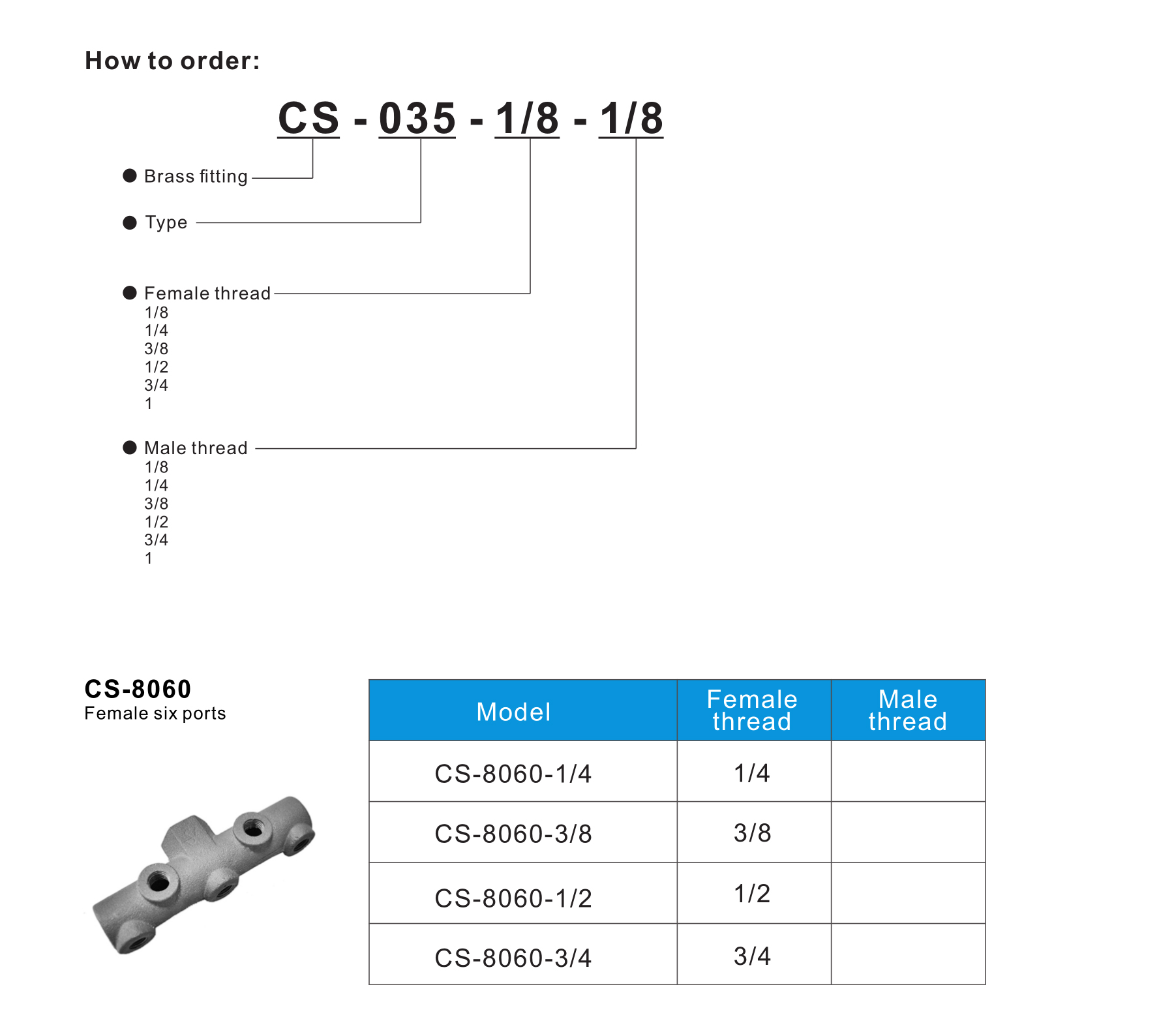 CS-8060 Female six ports