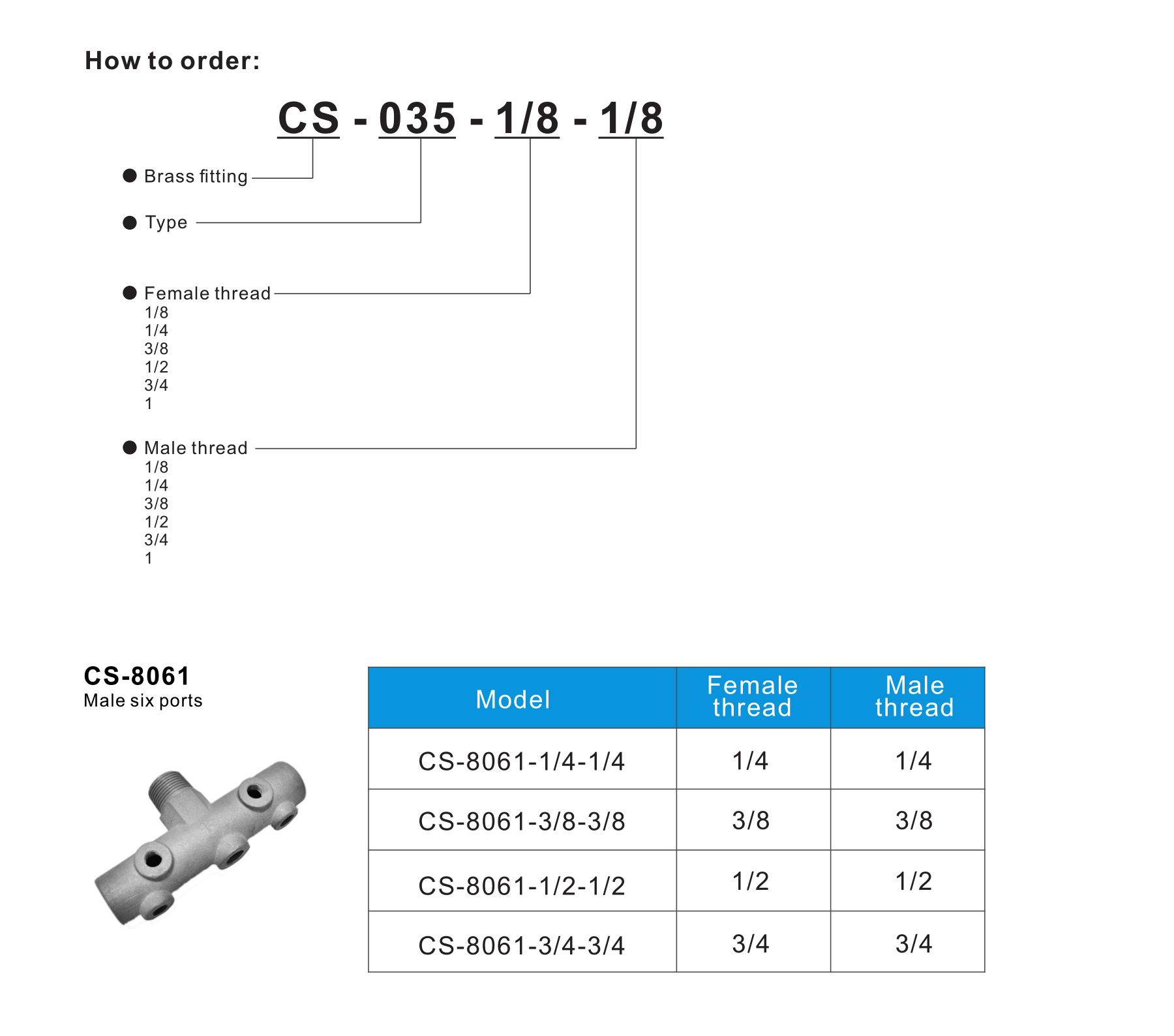 CS-8061 Male six ports