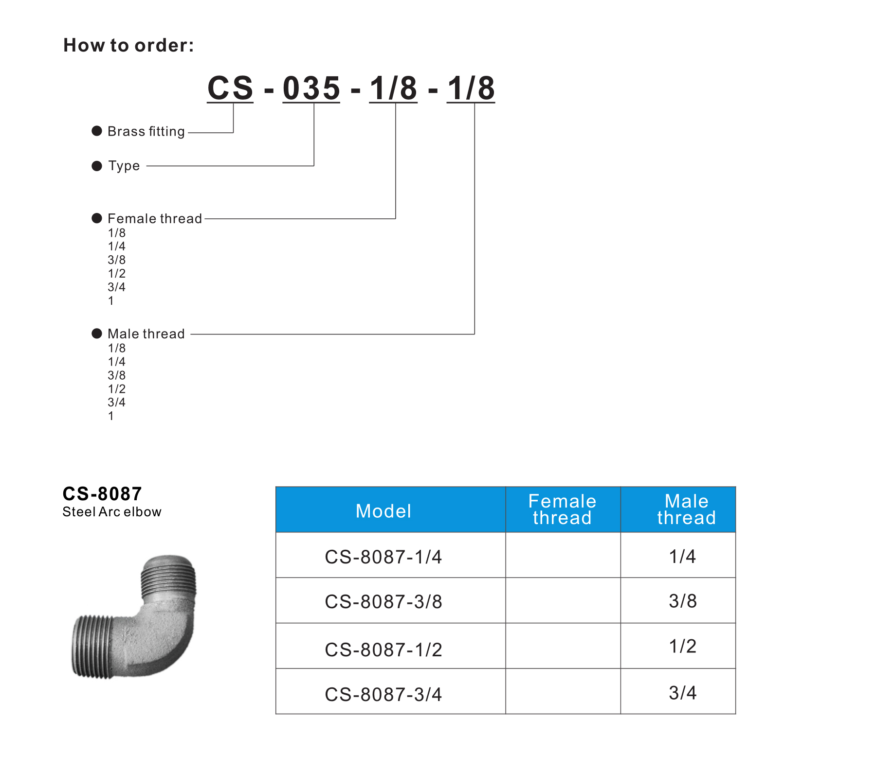 CS-8087 Steel Arc elbow