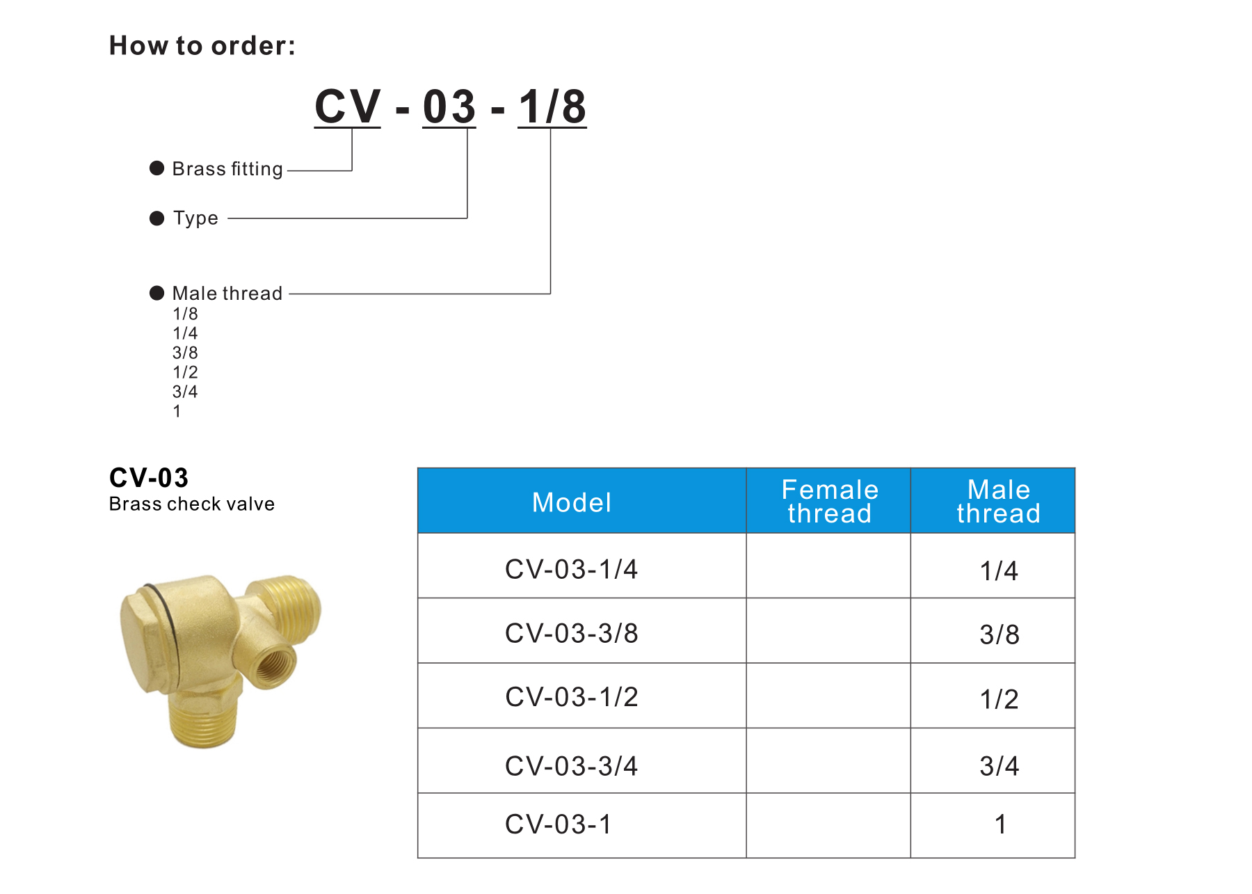 CV-03 Brass check valve
