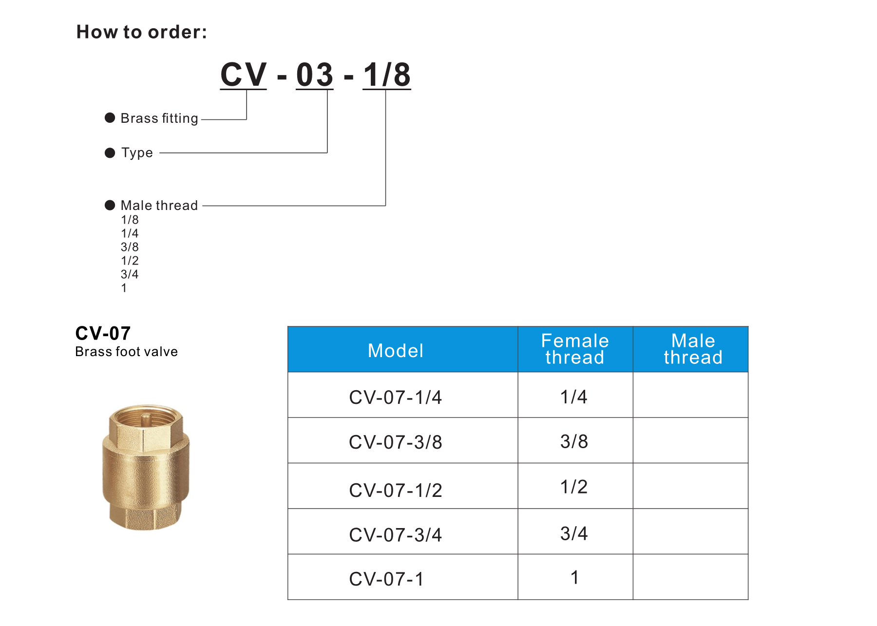 CV-07 Brass foot valve