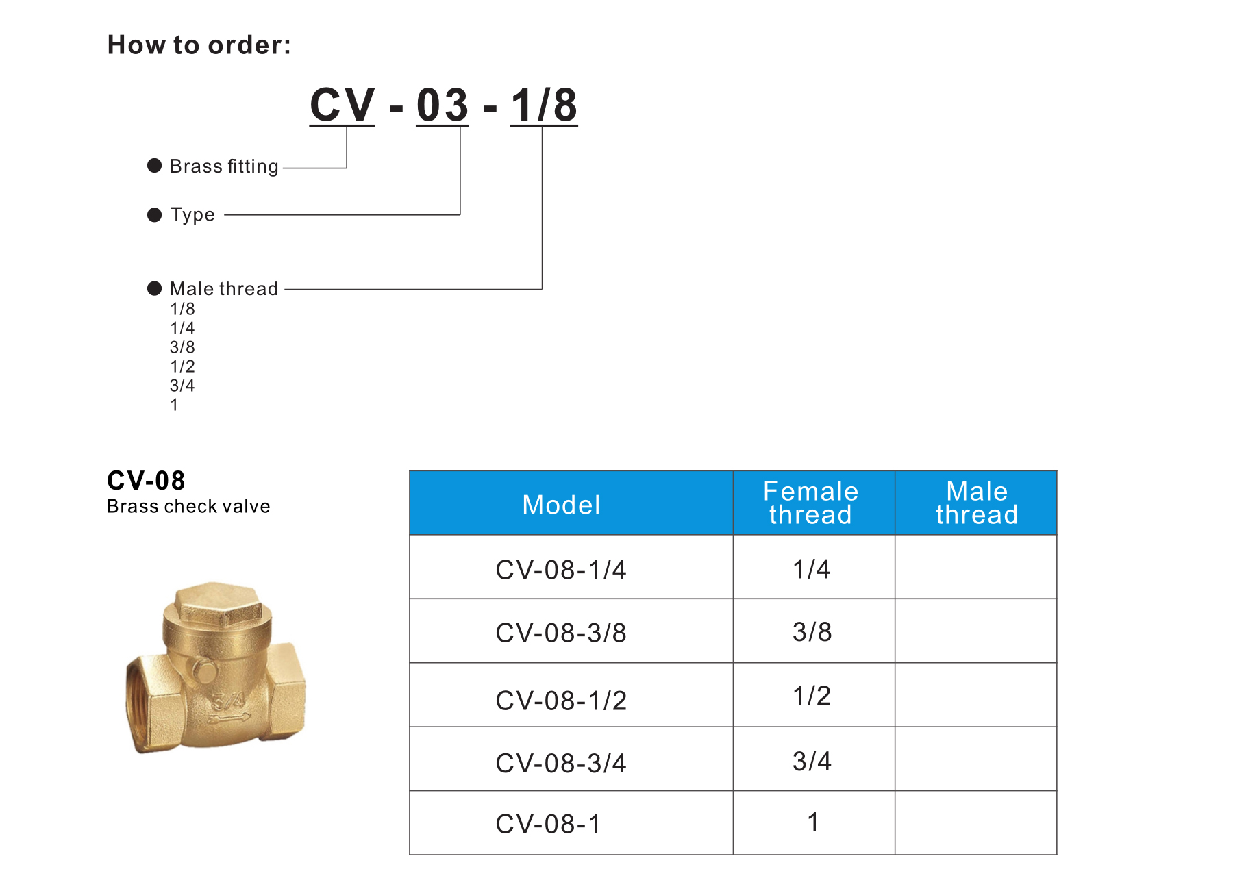 CV-08 Brass check valve
