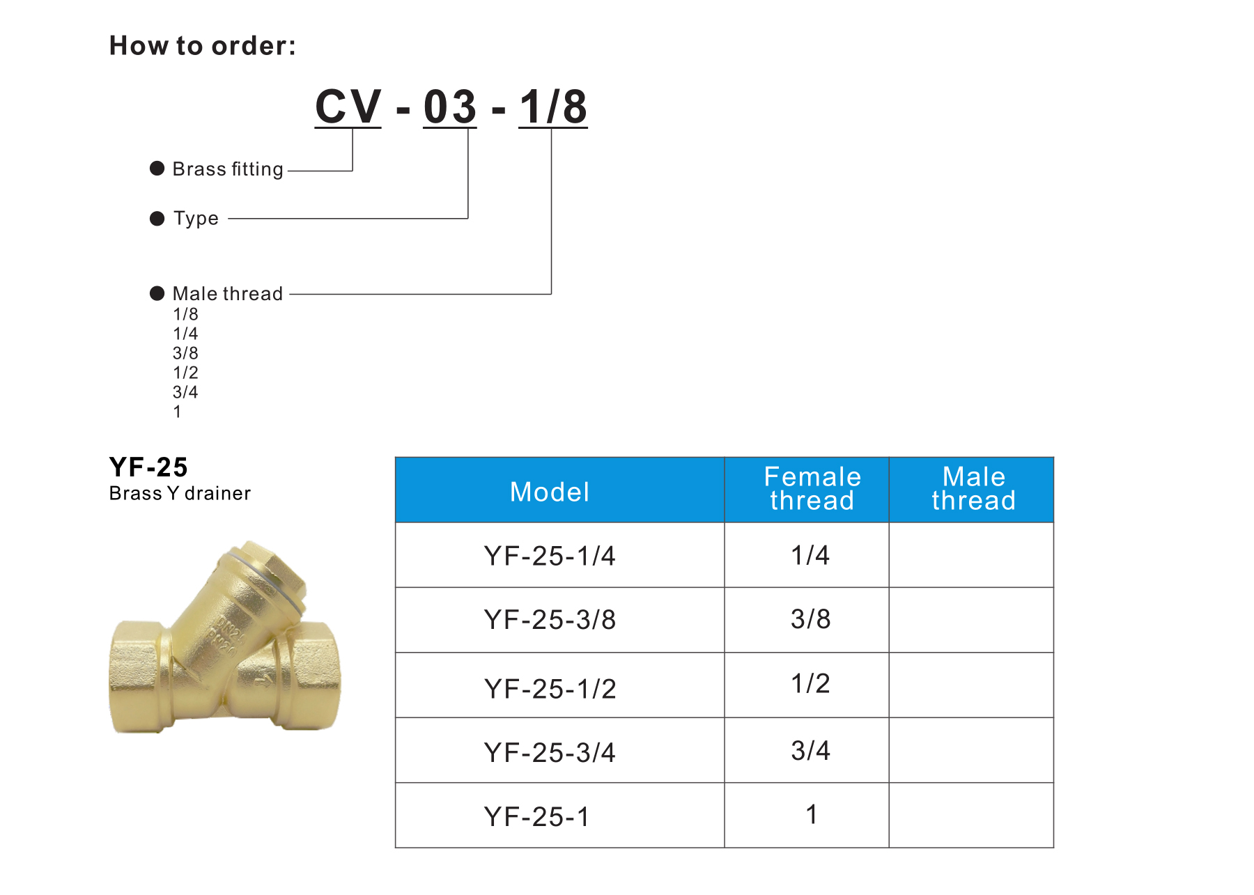 YF-25 Brass Y drainer