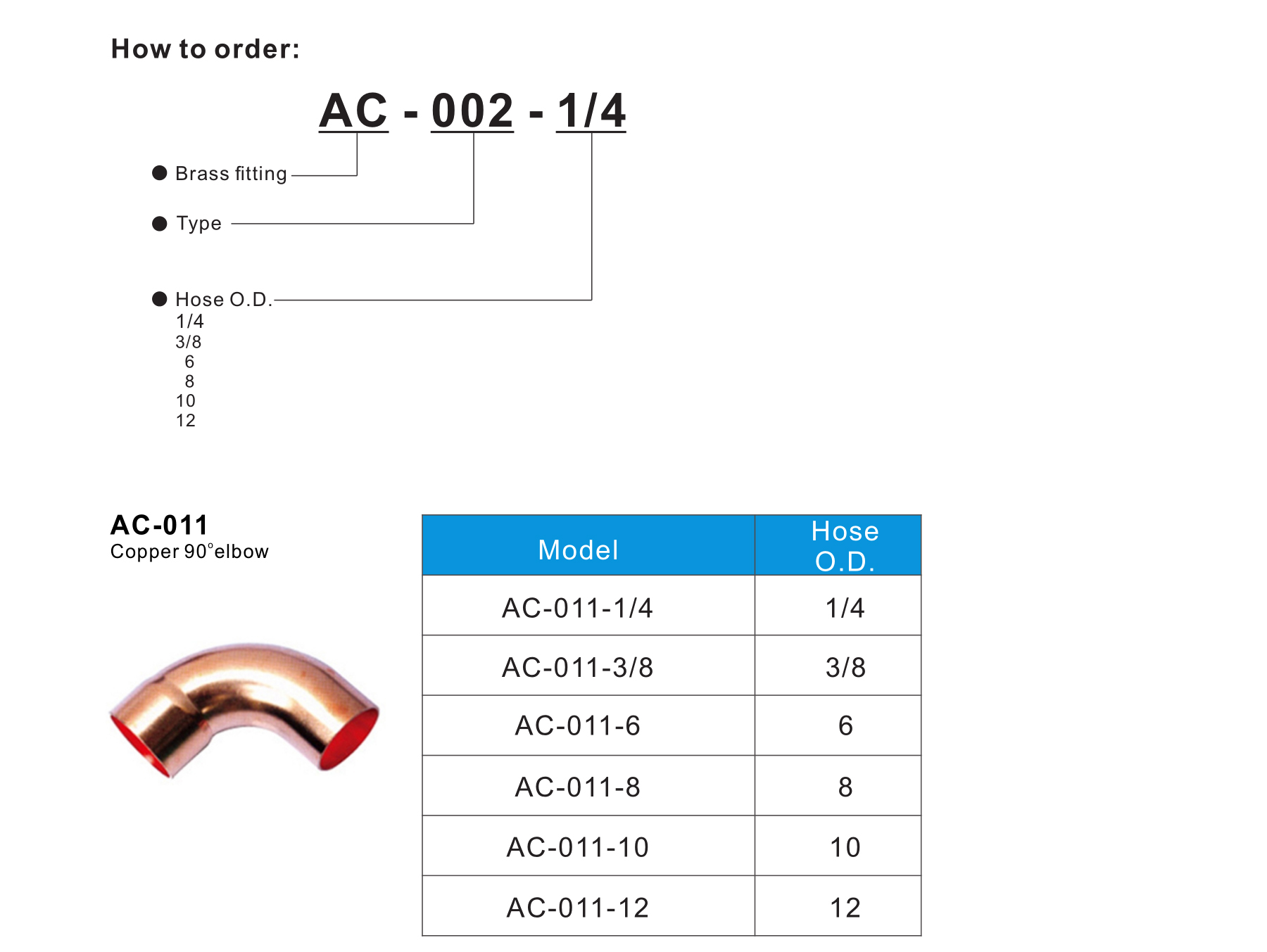 AC-011 Copper 90° elbow