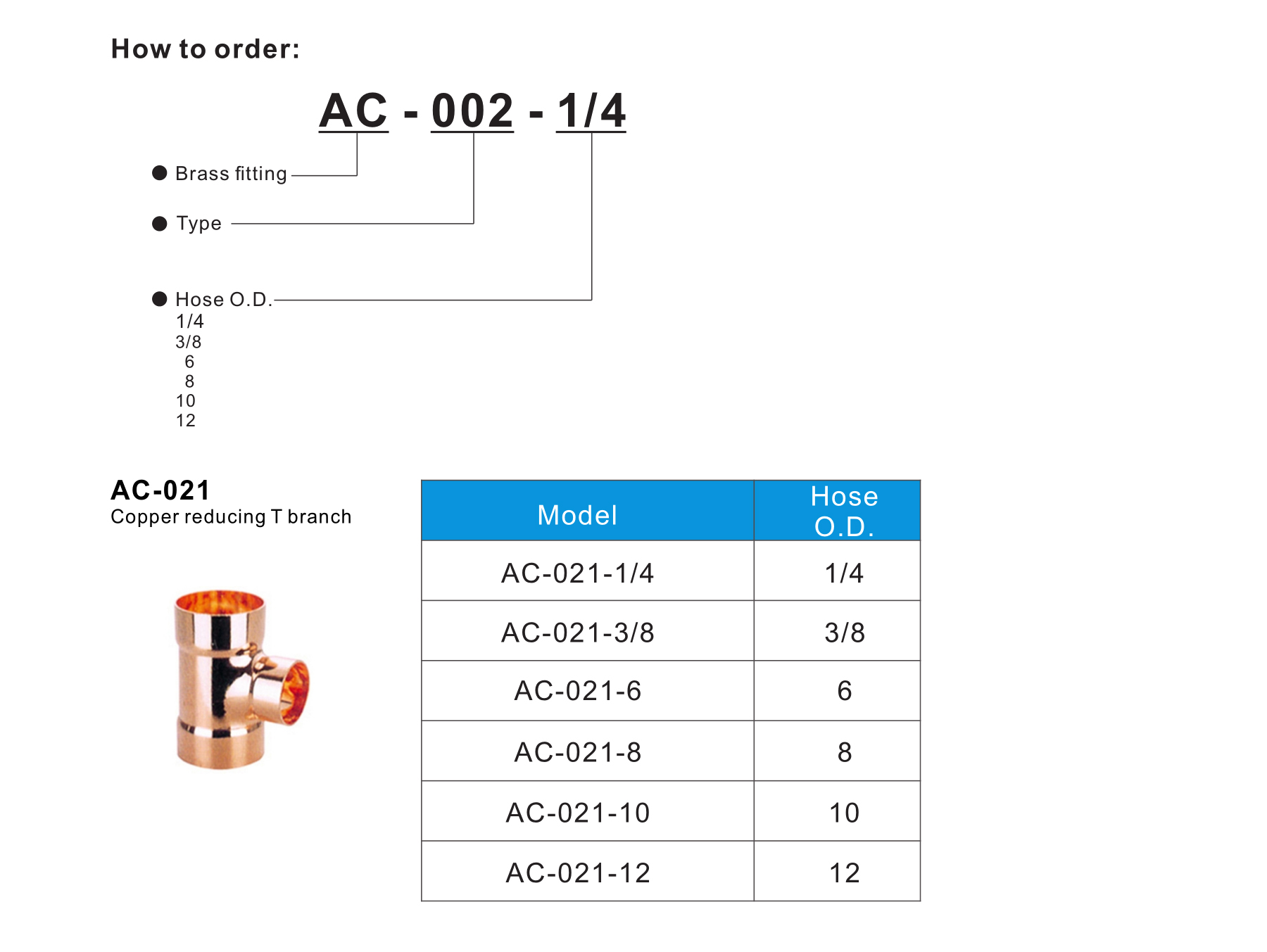 AC-021 Copper reducing T branch