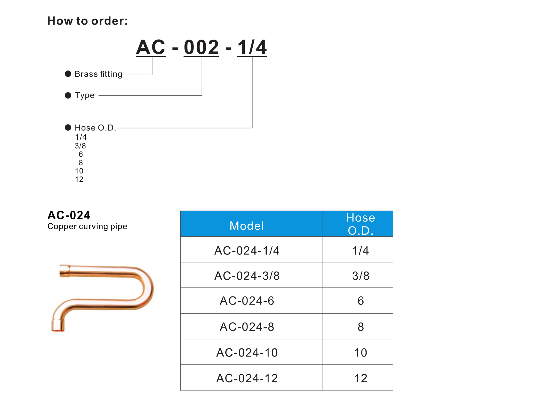AC-024 Copper curving pipe