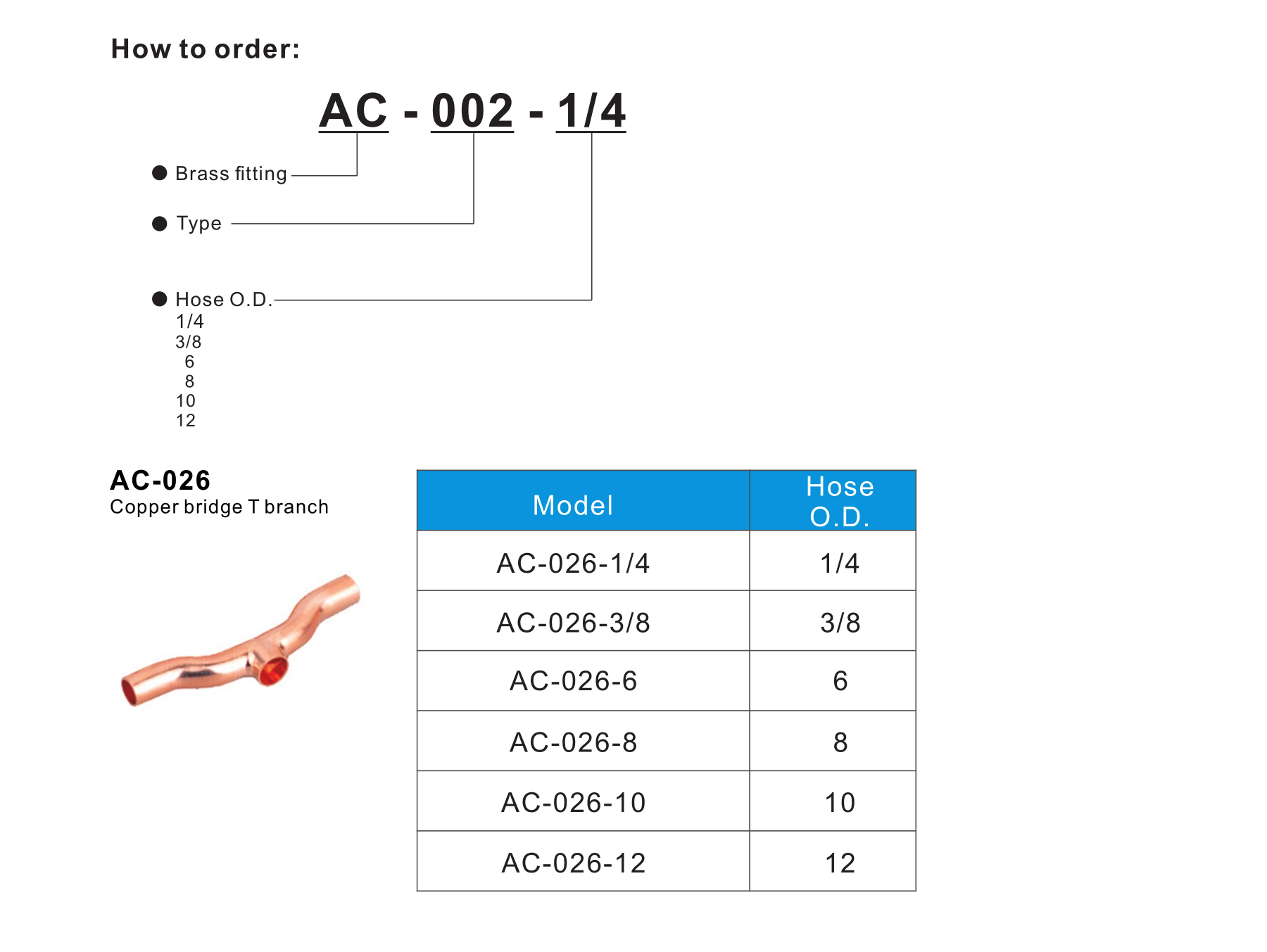 AC-026 Copper bridge T branch