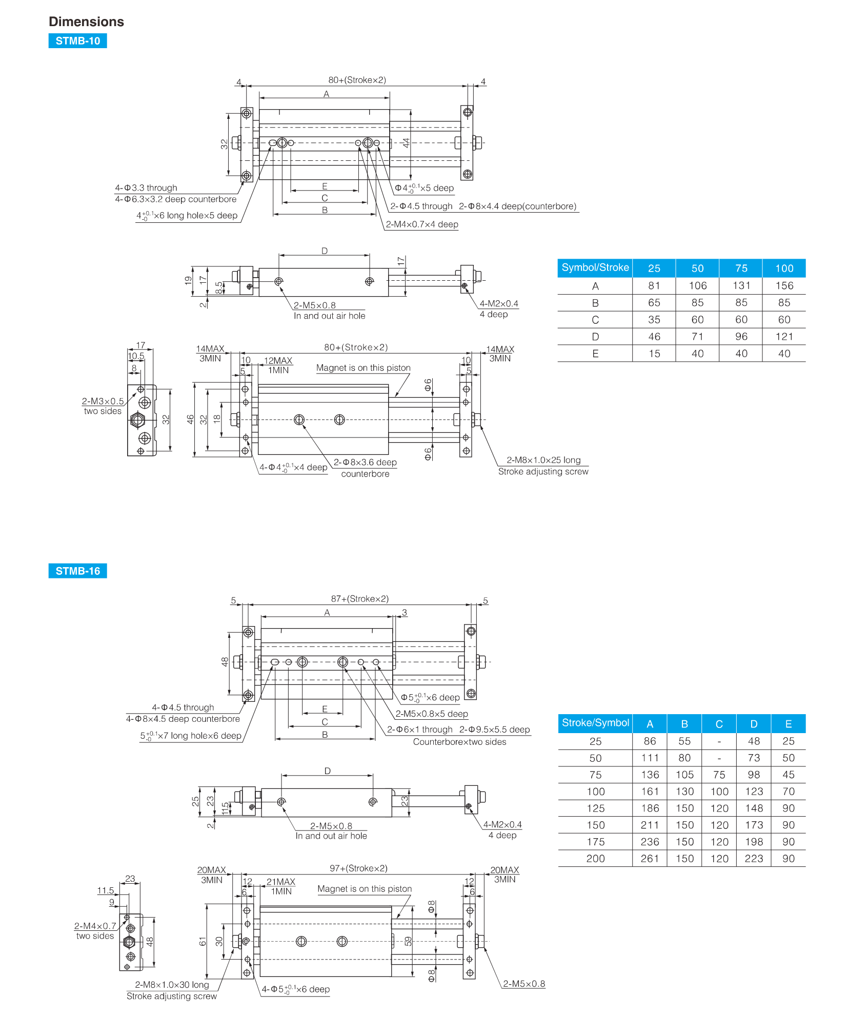 STMB, STMS Series Slide Bearing Cylinder