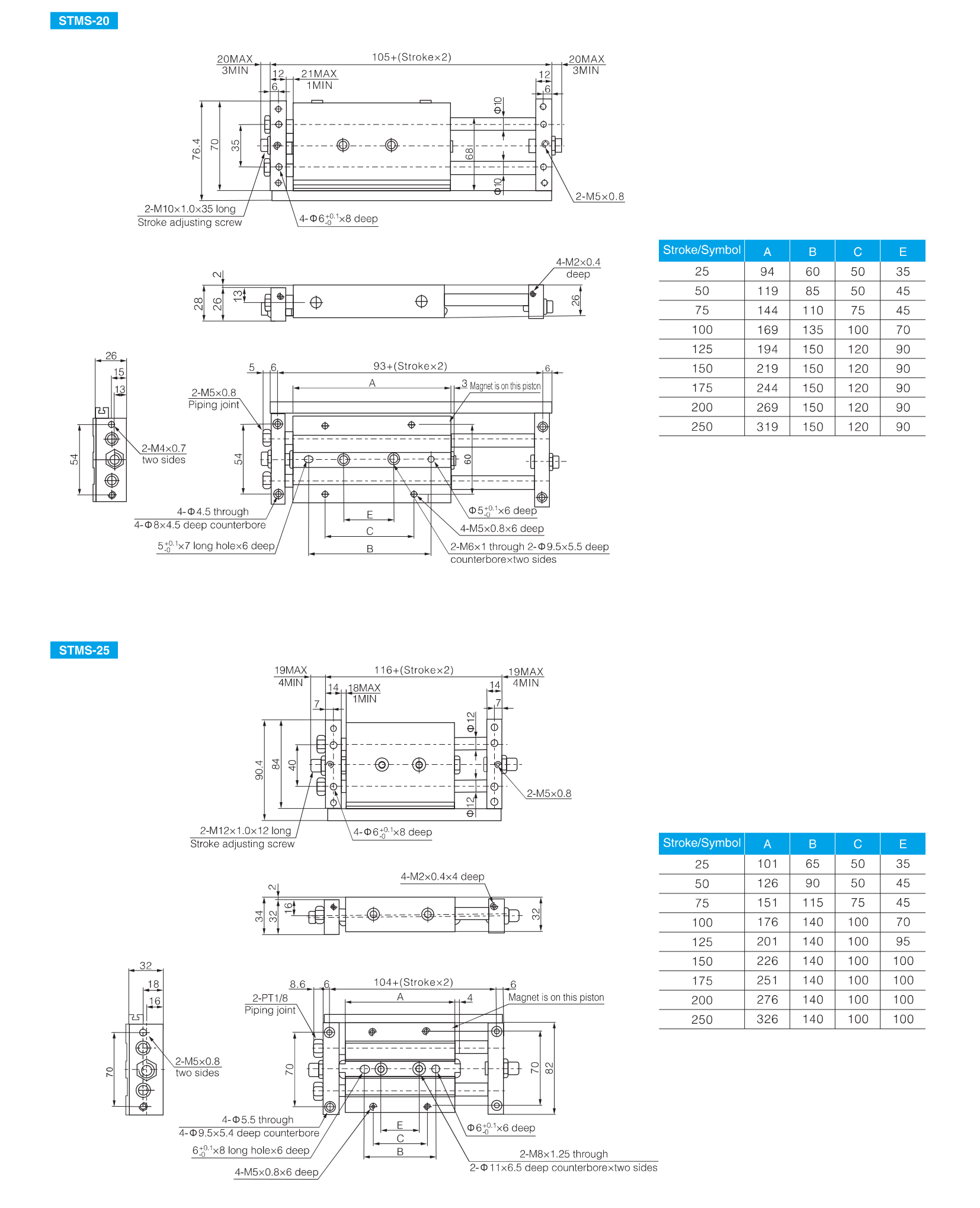 STMB, STMS Series Slide Bearing Cylinder