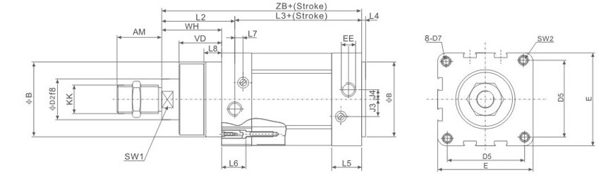 High pressure pneumatic cylinder